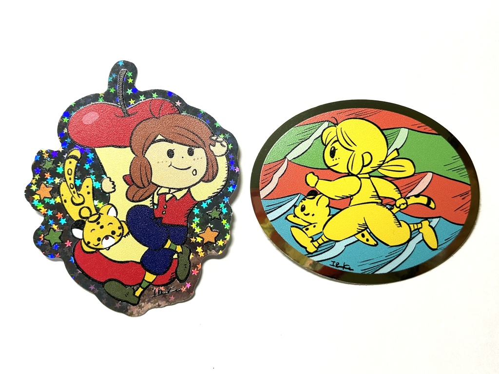 りんごと波のステッカー