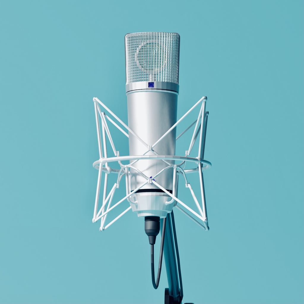【3Dモデル】コンデンサーマイク マイクスタンド&ポップガード付き 高さ調節可能 Unity向け