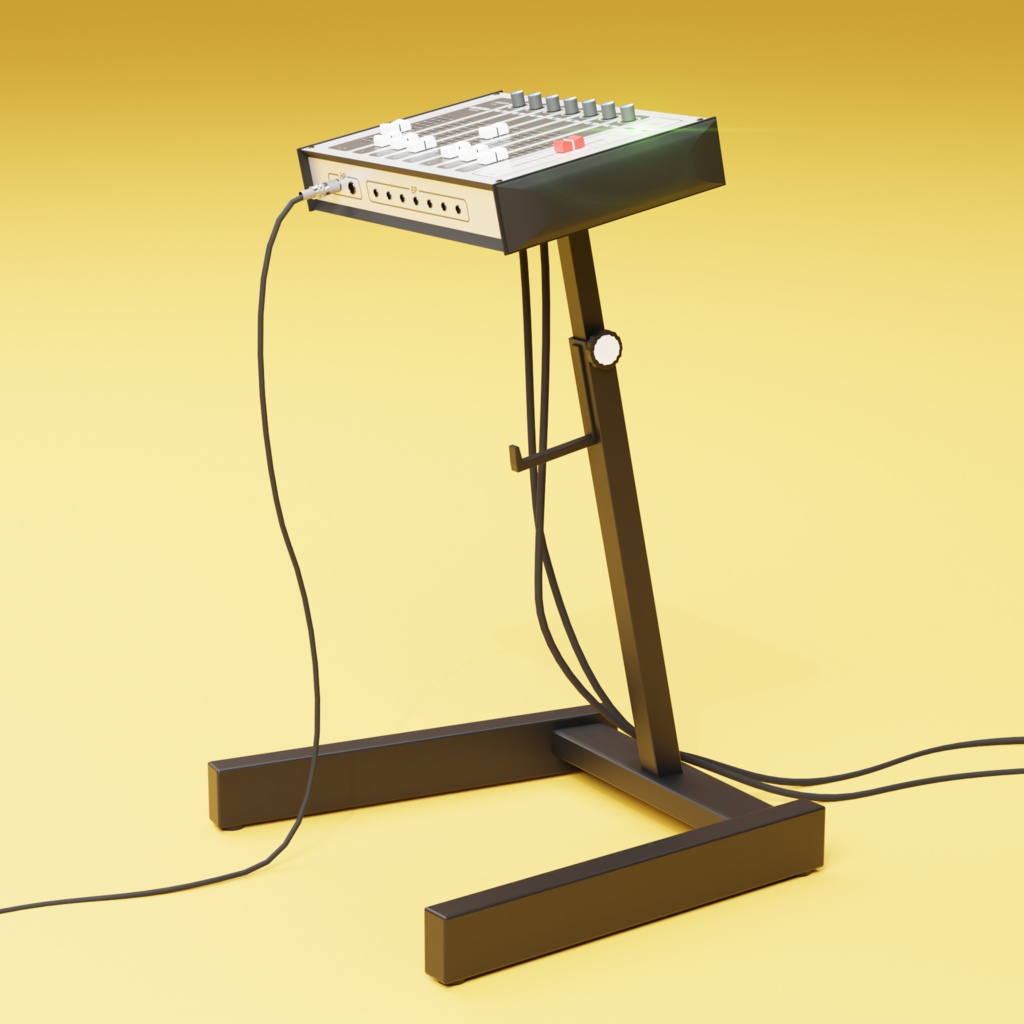 【3Dモデル】キューボックス レコーディング小物 ヘッドフォンコード付き