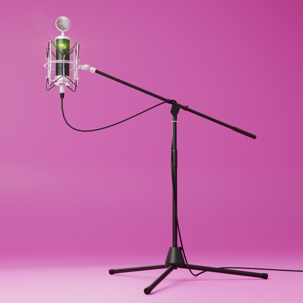 【3Dモデル】コンデンサーマイク マイクスタンド付き スフィア型