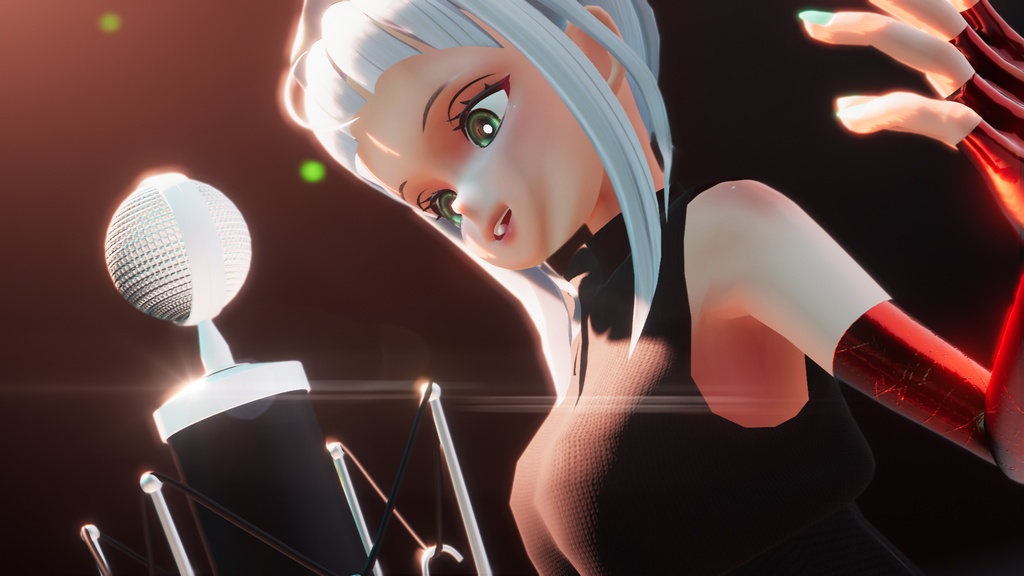 【3Dモデル】コンデンサーマイク マイクスタンド付き スフィア型