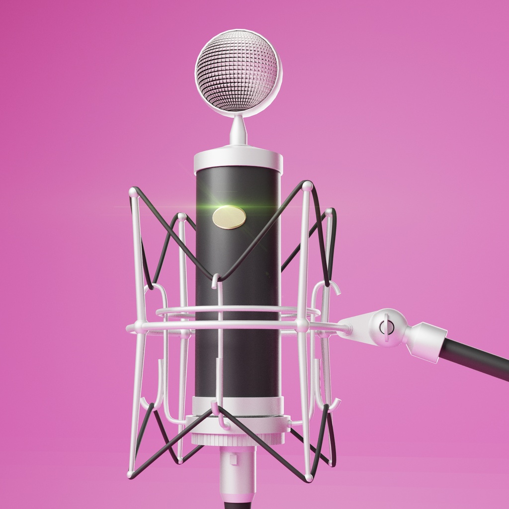 【3Dモデル】コンデンサーマイク マイクスタンド付き スフィア型