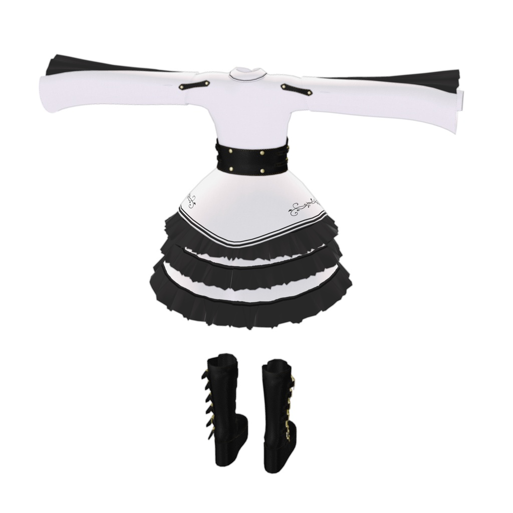 『GothicLeatherCorsetDress ゴシックレザーコルセットドレス』複数アバター対応衣装