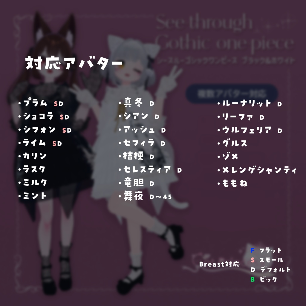 『See-through Gothic one-piece シースルーゴシックワンピース』複数アバター対応衣装