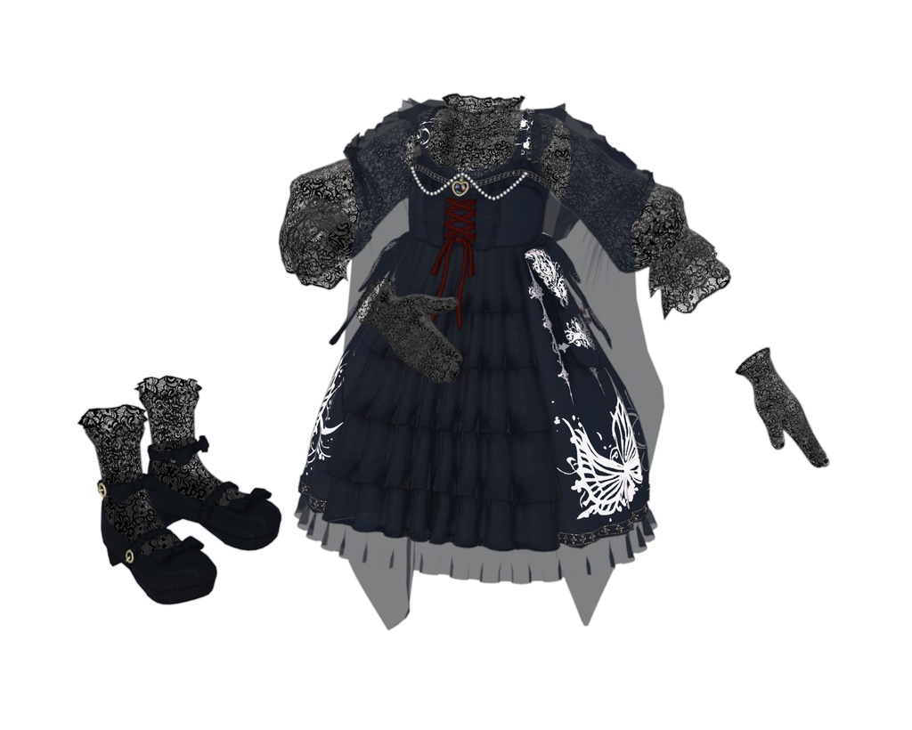 『See-through Gothic one-piece シースルーゴシックワンピース』複数アバター対応衣装