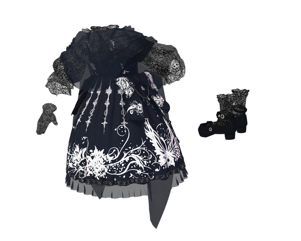 『See-through Gothic one-piece シースルーゴシックワンピース』複数アバター対応衣装