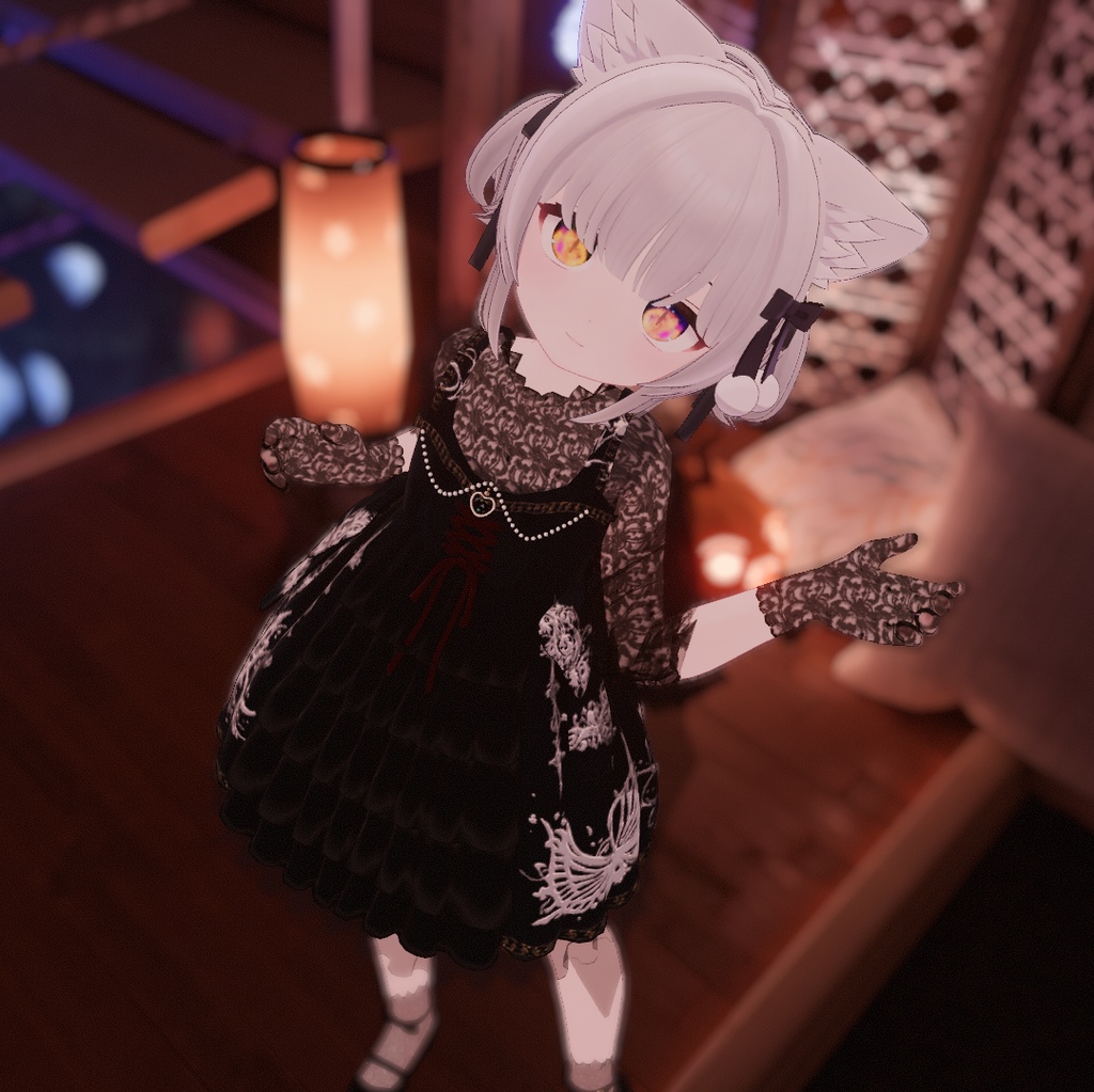 『See-through Gothic one-piece シースルーゴシックワンピース』複数アバター対応衣装