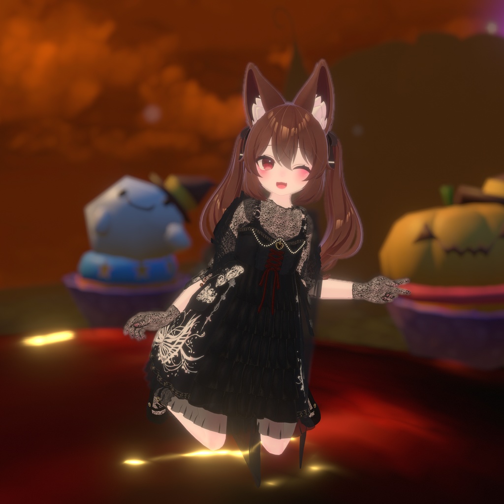 『See-through Gothic one-piece シースルーゴシックワンピース』複数アバター対応衣装