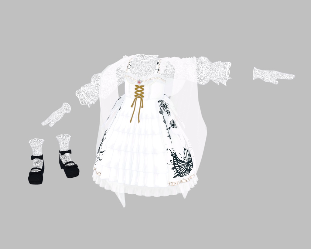 『See-through Gothic one-piece シースルーゴシックワンピース』複数アバター対応衣装