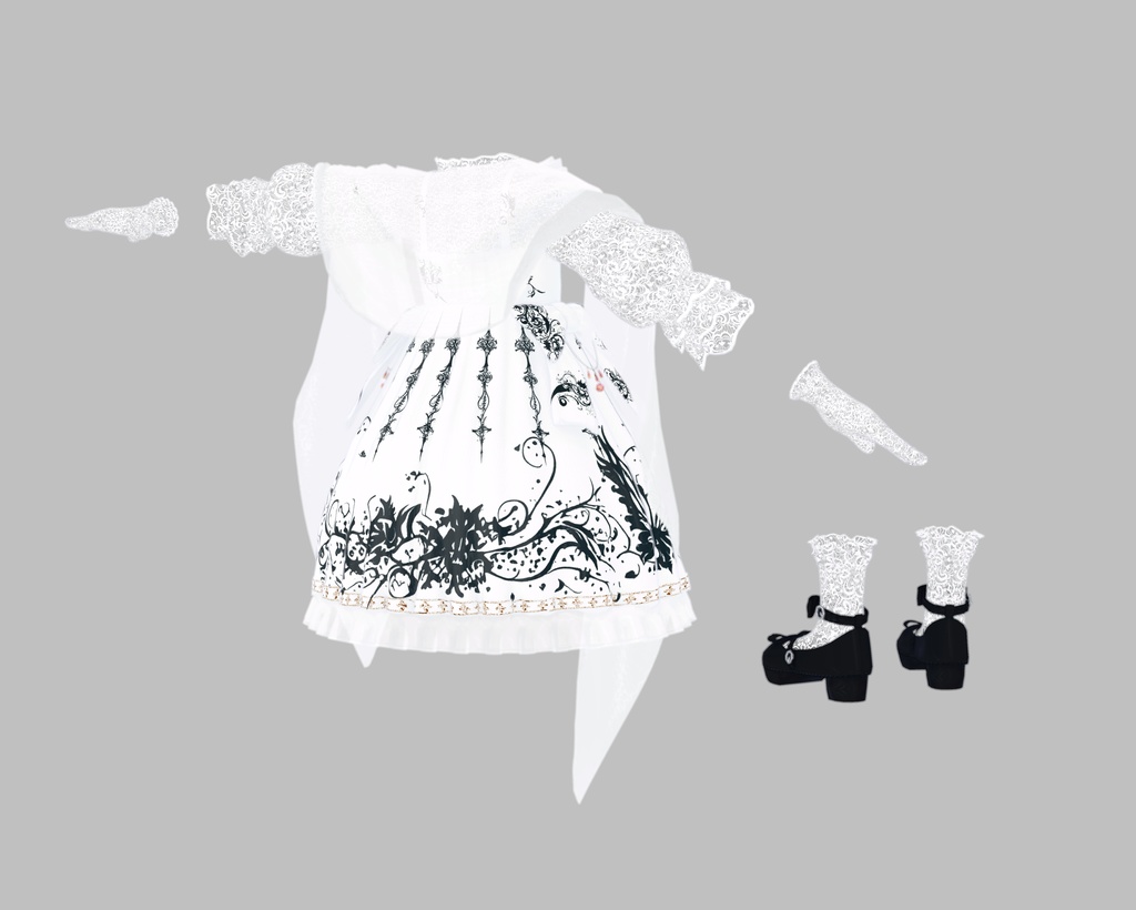 『See-through Gothic one-piece シースルーゴシックワンピース』複数アバター対応衣装