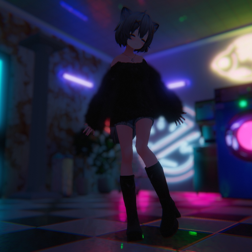 『Lace up off shoulder レースアップオフショルダー』複数アバター対応衣装