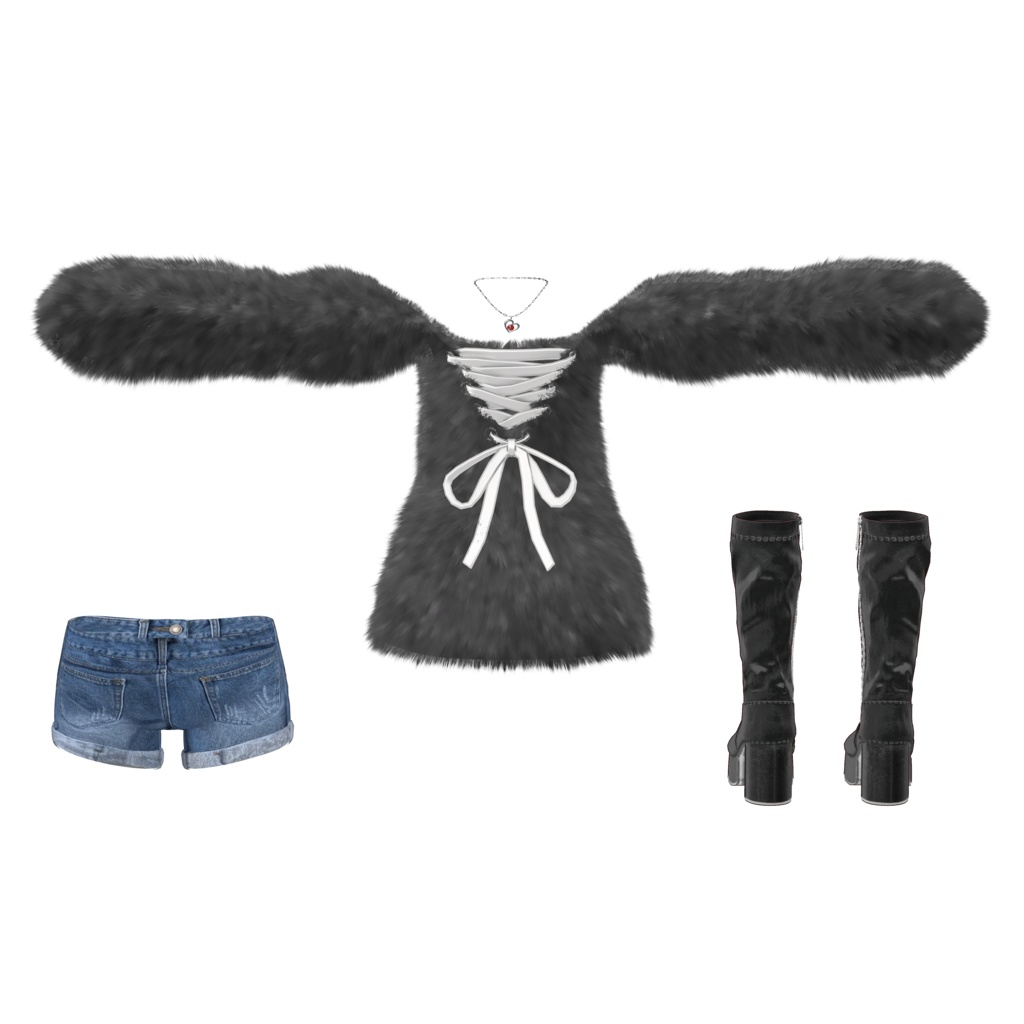 『Lace up off shoulder レースアップオフショルダー』複数アバター対応衣装