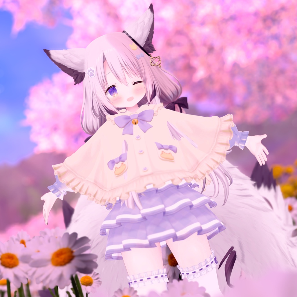 『ねこりぼんポンチョ NekoRibbonPoncho』複数アバター対応衣装