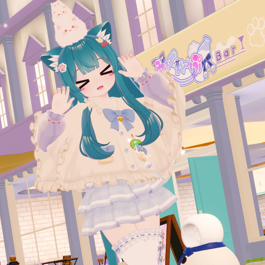 『ねこりぼんポンチョ NekoRibbonPoncho』複数アバター対応衣装