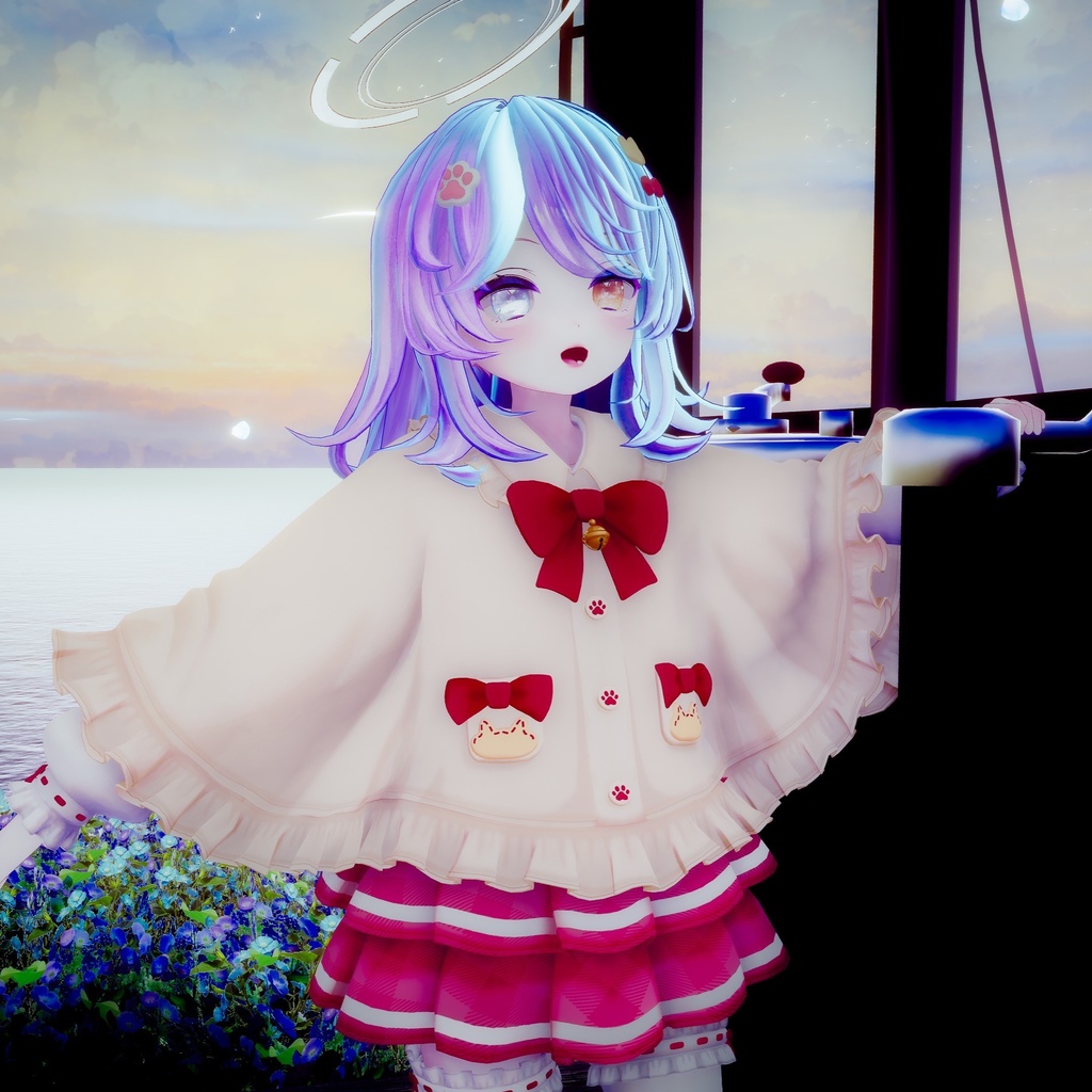 🎀プレゼント企画開催中🎀『ねこりぼんポンチョ NekoRibbonPoncho』複数アバター対応衣装