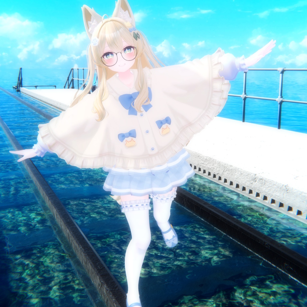 🎀プレゼント企画開催中🎀『ねこりぼんポンチョ NekoRibbonPoncho』複数アバター対応衣装