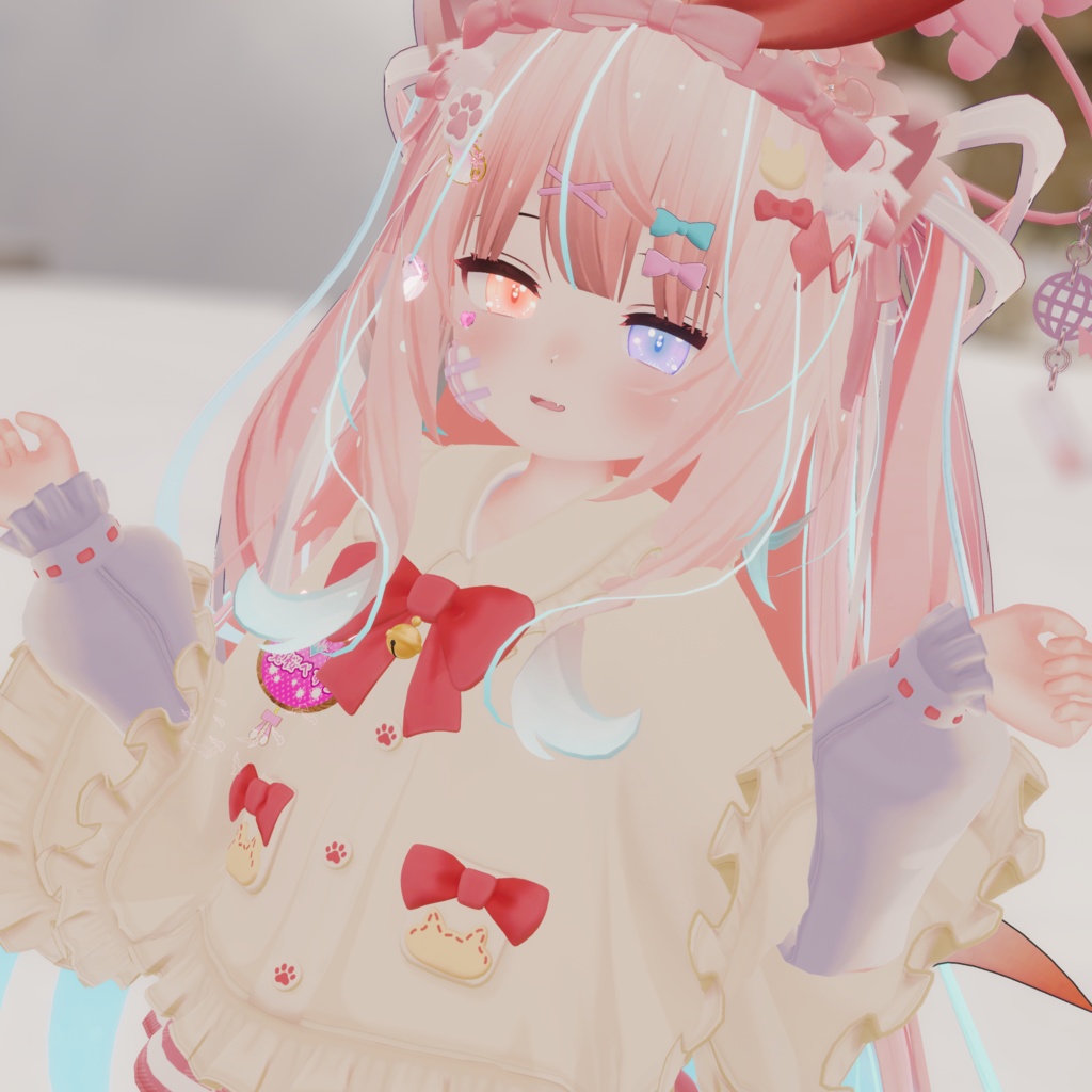 『ねこりぼんポンチョ NekoRibbonPoncho』複数アバター対応衣装