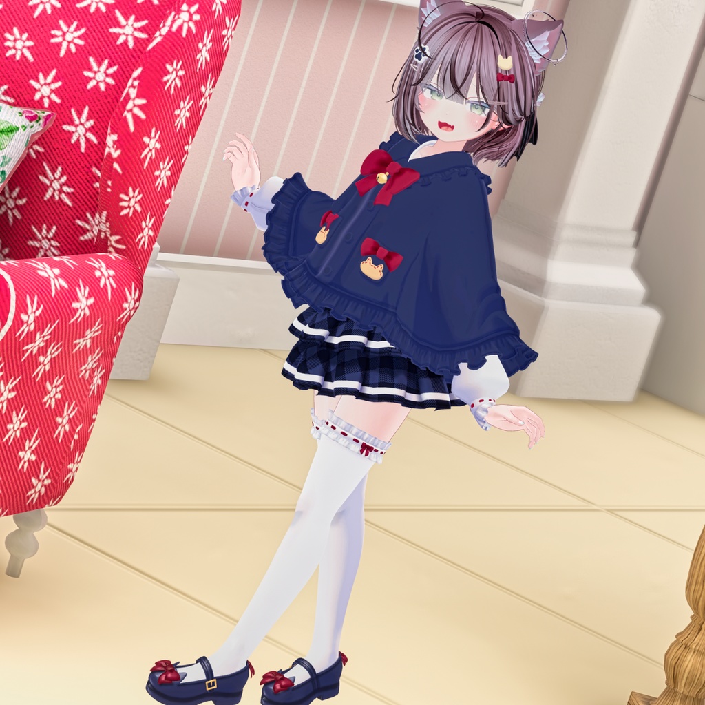 🎀プレゼント企画開催中🎀『ねこりぼんポンチョ NekoRibbonPoncho』複数アバター対応衣装