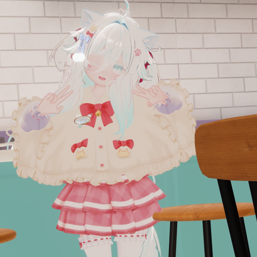 『ねこりぼんポンチョ NekoRibbonPoncho』複数アバター対応衣装