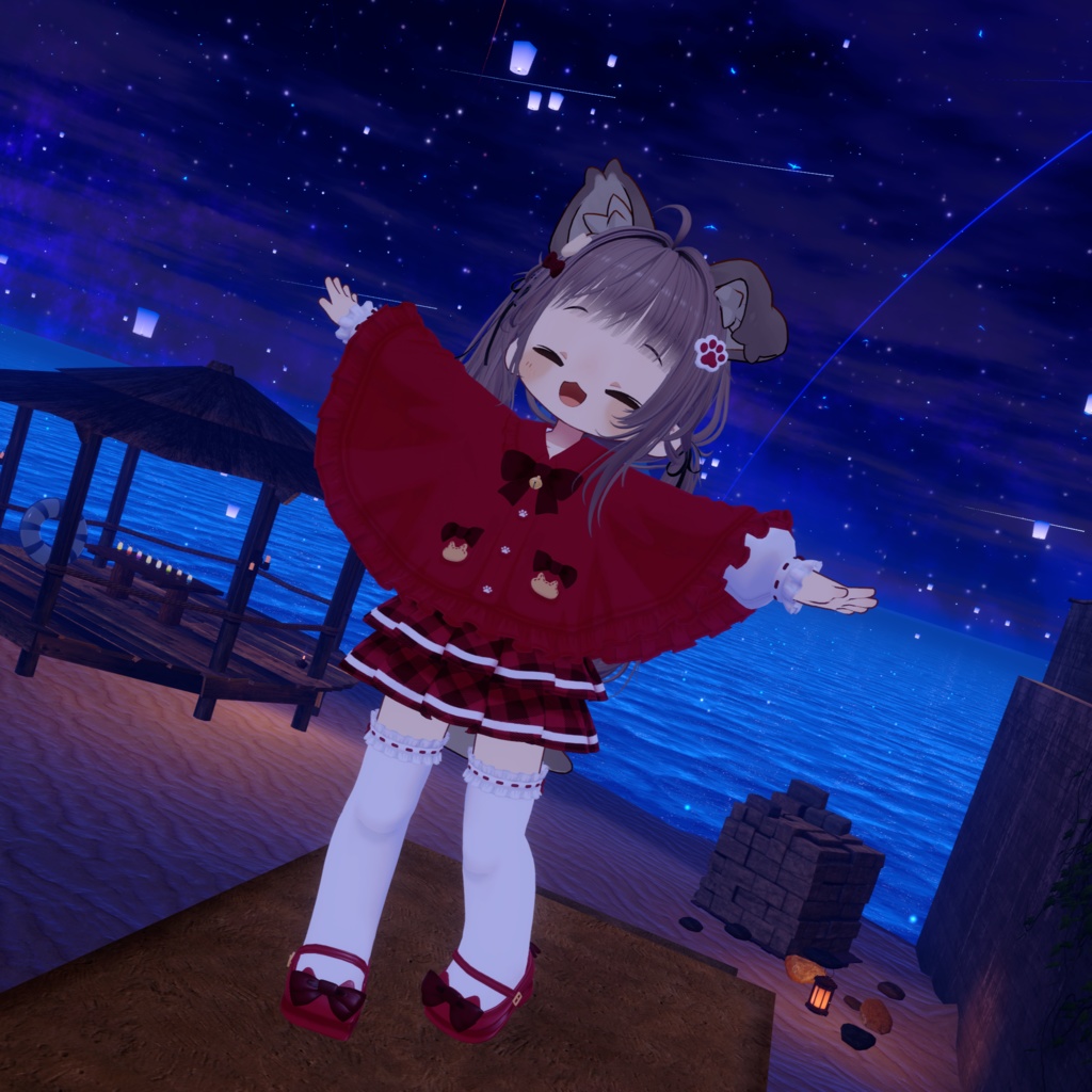 🎀プレゼント企画開催中🎀『ねこりぼんポンチョ NekoRibbonPoncho』複数アバター対応衣装