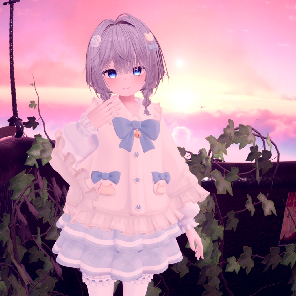 🎀プレゼント企画開催中🎀『ねこりぼんポンチョ NekoRibbonPoncho』複数アバター対応衣装