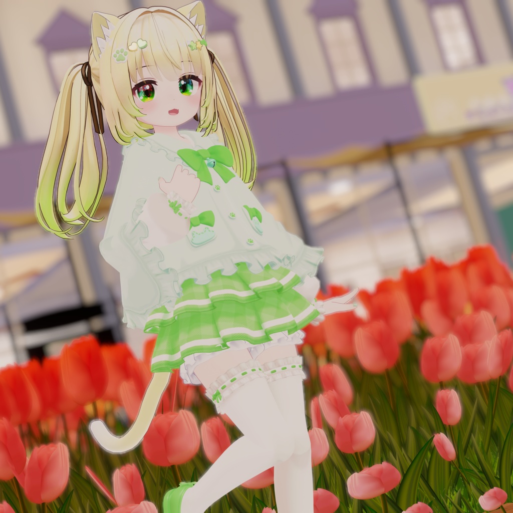 『ねこりぼんポンチョ NekoRibbonPoncho』複数アバター対応衣装