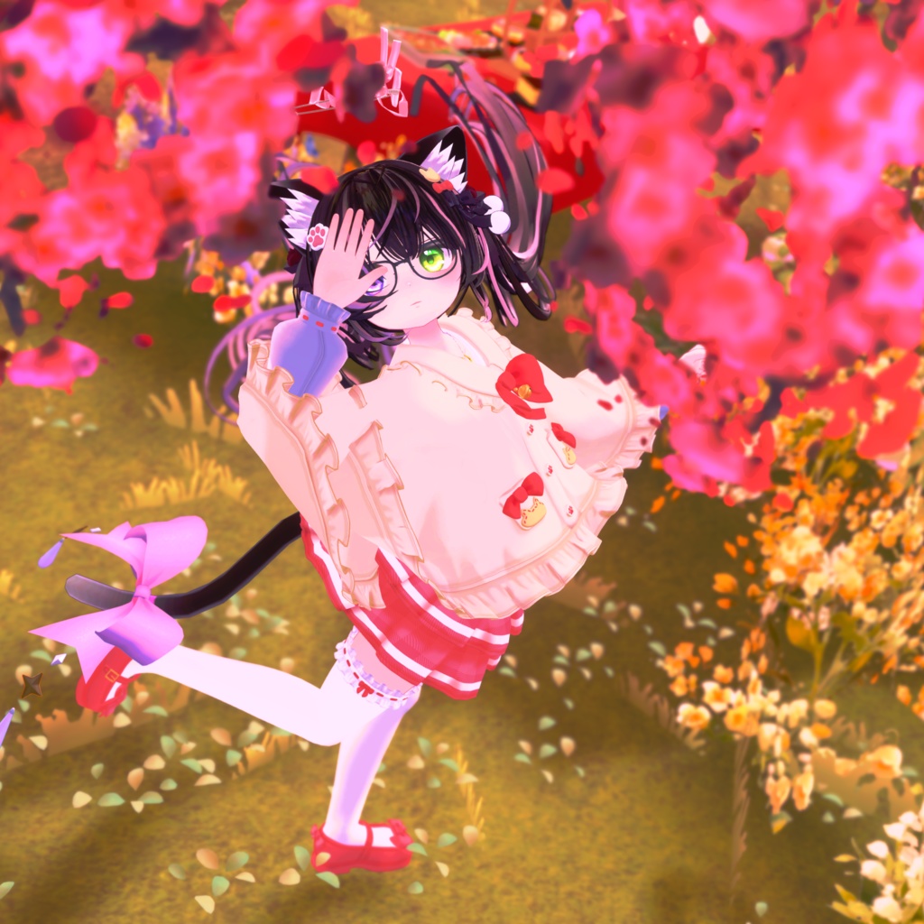 『ねこりぼんポンチョ NekoRibbonPoncho』複数アバター対応衣装