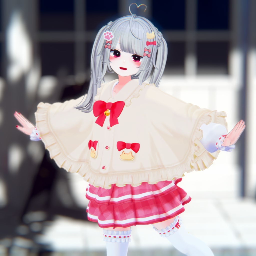 🎀プレゼント企画開催中🎀『ねこりぼんポンチョ NekoRibbonPoncho』複数アバター対応衣装