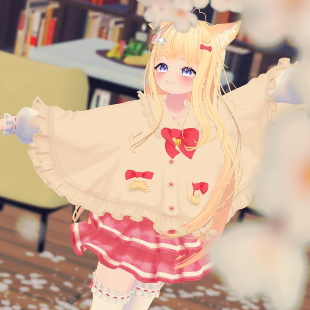 『ねこりぼんポンチョ NekoRibbonPoncho』複数アバター対応衣装