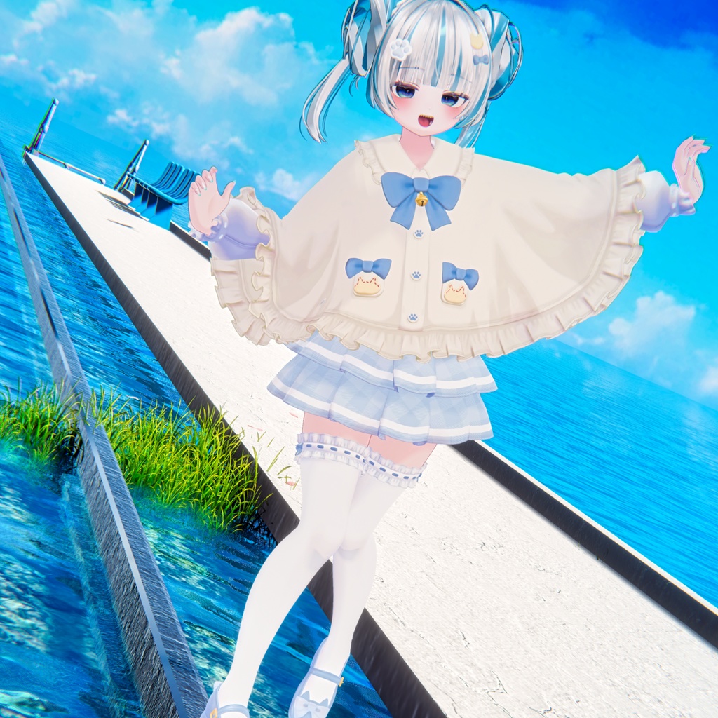 🎀プレゼント企画開催中🎀『ねこりぼんポンチョ NekoRibbonPoncho』複数アバター対応衣装