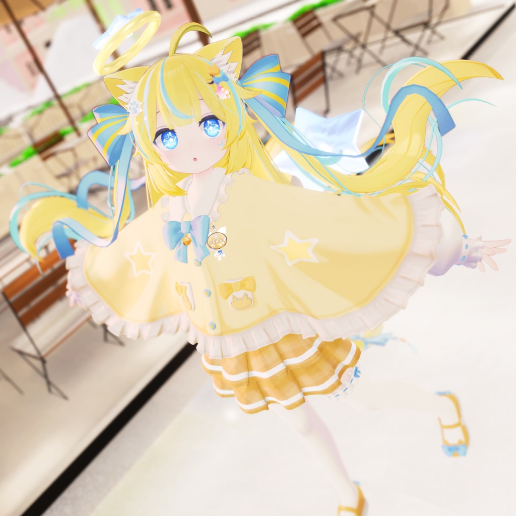 『ねこりぼんポンチョ NekoRibbonPoncho』複数アバター対応衣装