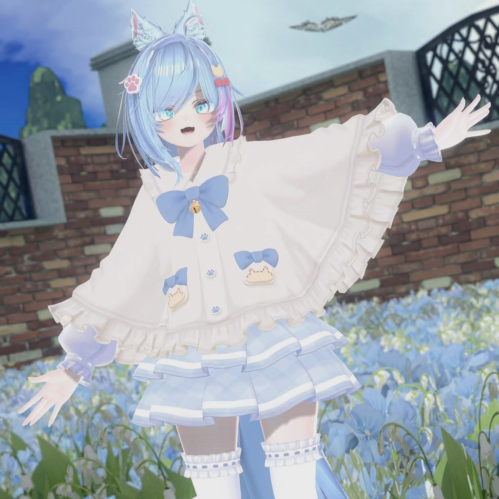 🎀プレゼント企画開催中🎀『ねこりぼんポンチョ NekoRibbonPoncho』複数アバター対応衣装