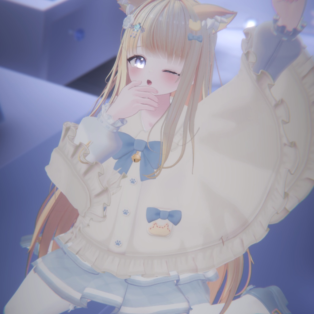 🎀プレゼント企画開催中🎀『ねこりぼんポンチョ NekoRibbonPoncho』複数アバター対応衣装