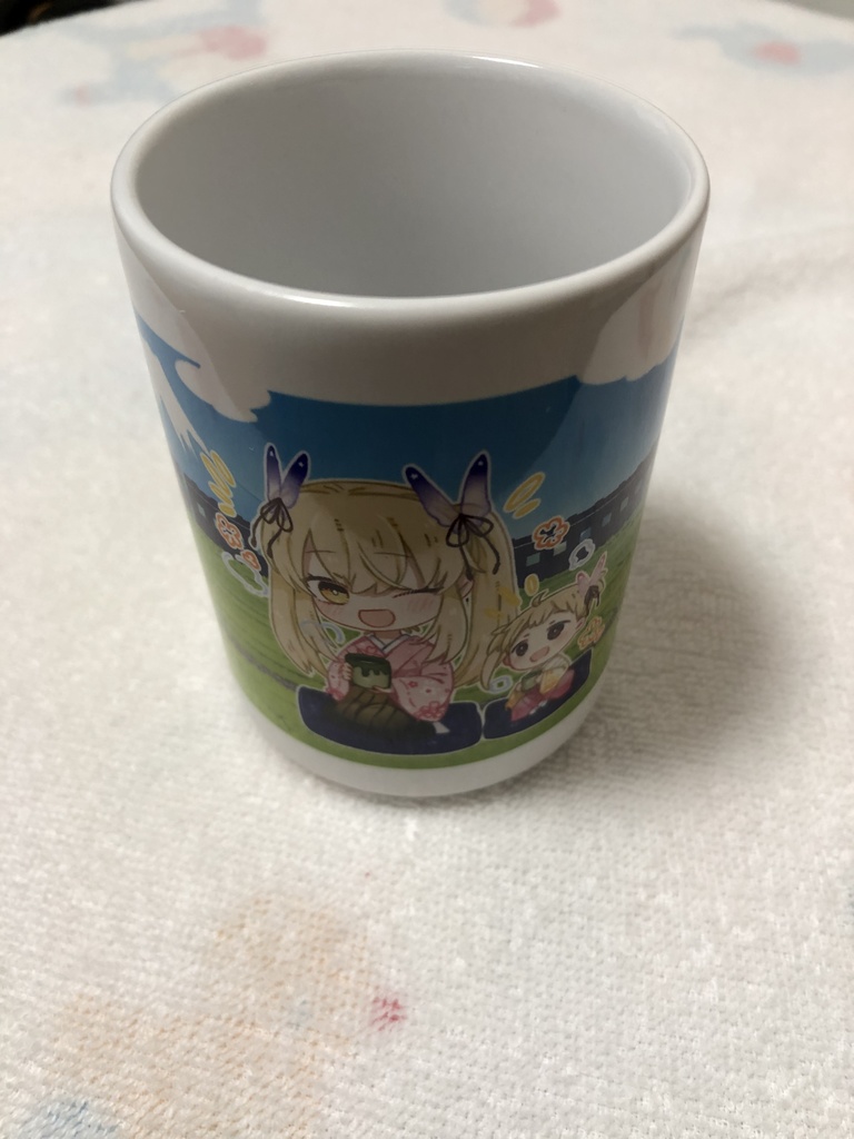 お茶畑に囲まれた花と娘の限定湯呑み 受注生産