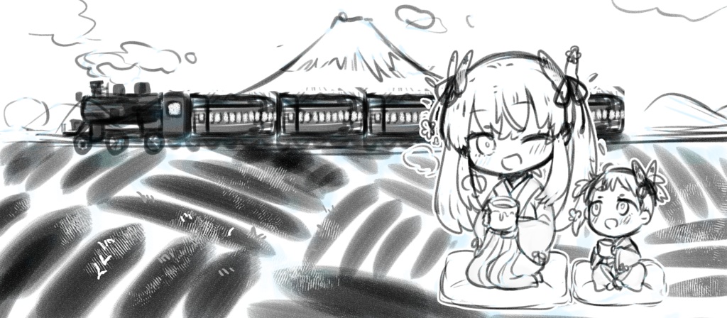 お茶畑に囲まれた花と娘の限定湯呑み 受注生産