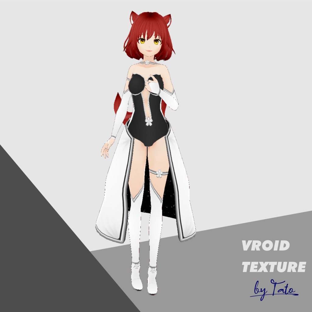 [Vroid] Black-White-Silver-Star Outfit ワンピース