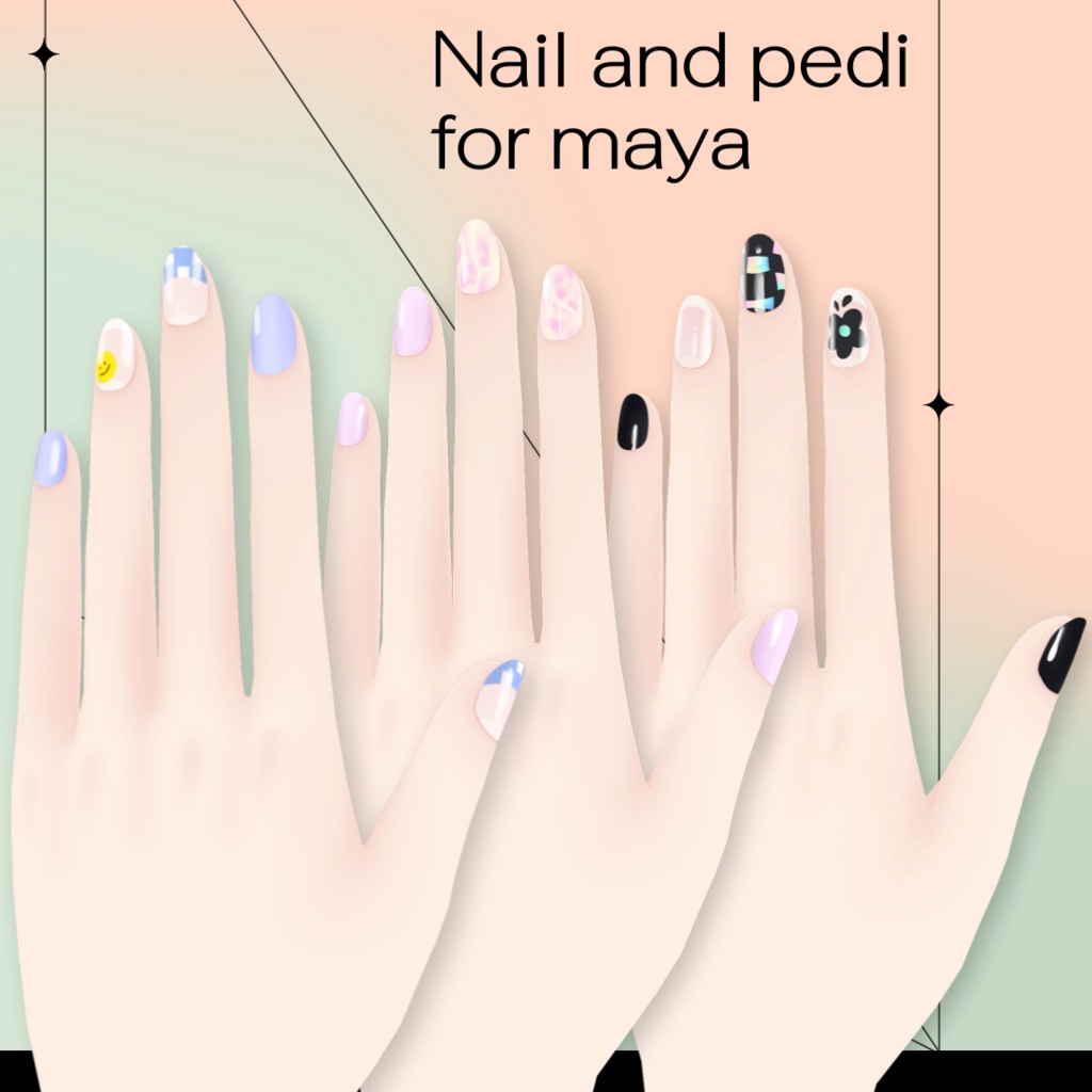 THX 100 Follwers! 3 Style Nail and pedicure texture - only maya / 3スタイルネイルとペディキュアテクスチャ-のみ舞夜