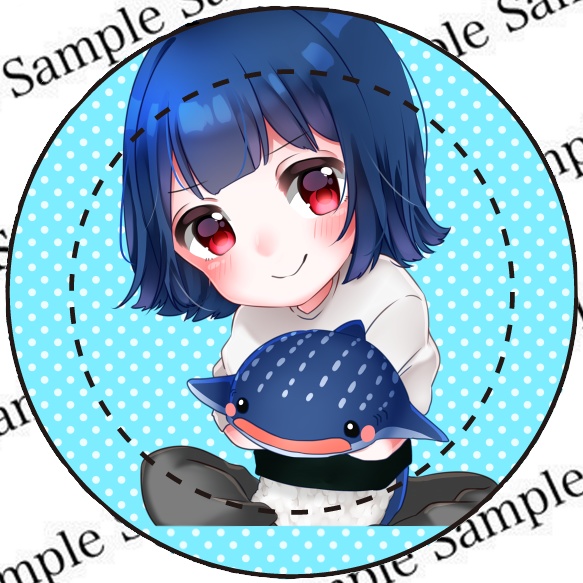 オリジナル缶バッチ デザインB「胡坐×水色」