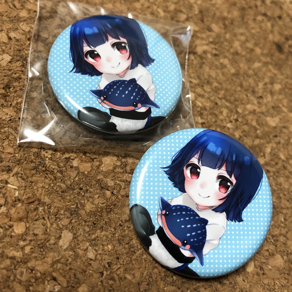 オリジナル缶バッチ デザインB「胡坐×水色」