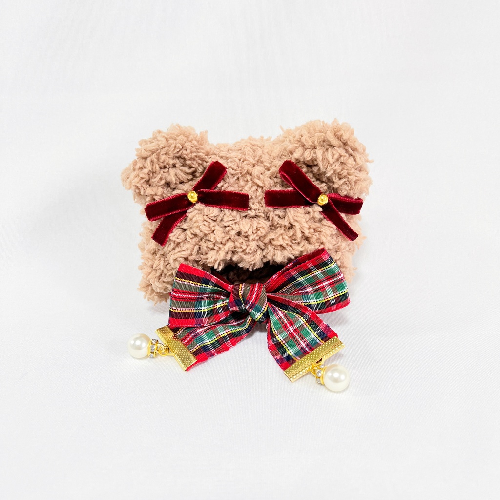 ふわくまリボンフード 〖white or brown〗