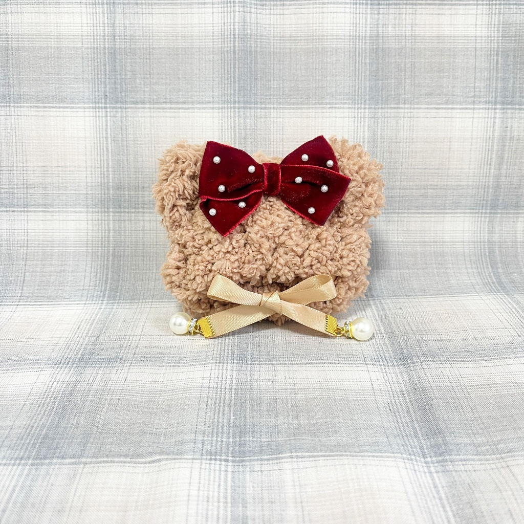 ふわくまリボンフード Brown┆DarkBrown