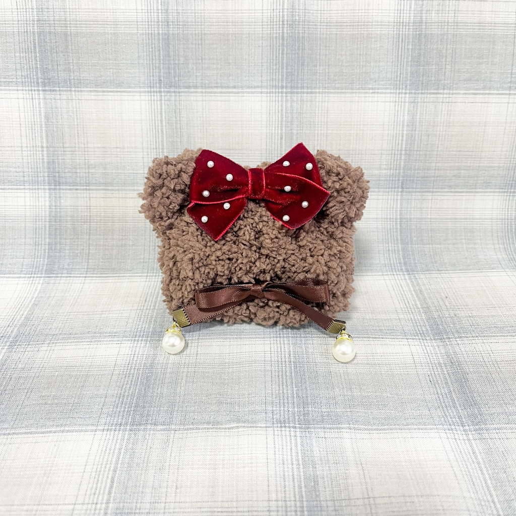 ふわくまリボンフード Brown┆DarkBrown