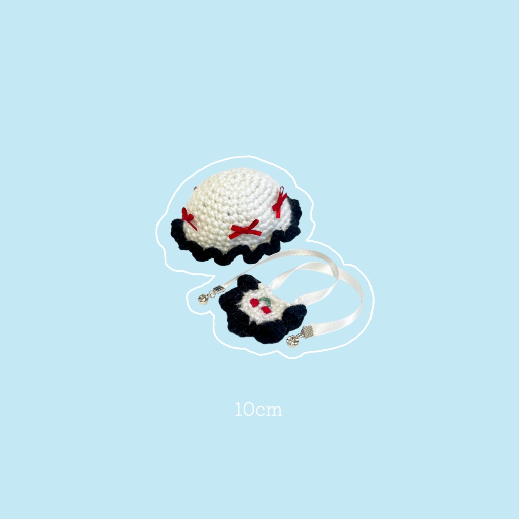 おでかけスタイ&帽子セット┆ cherry┆ 10cm~