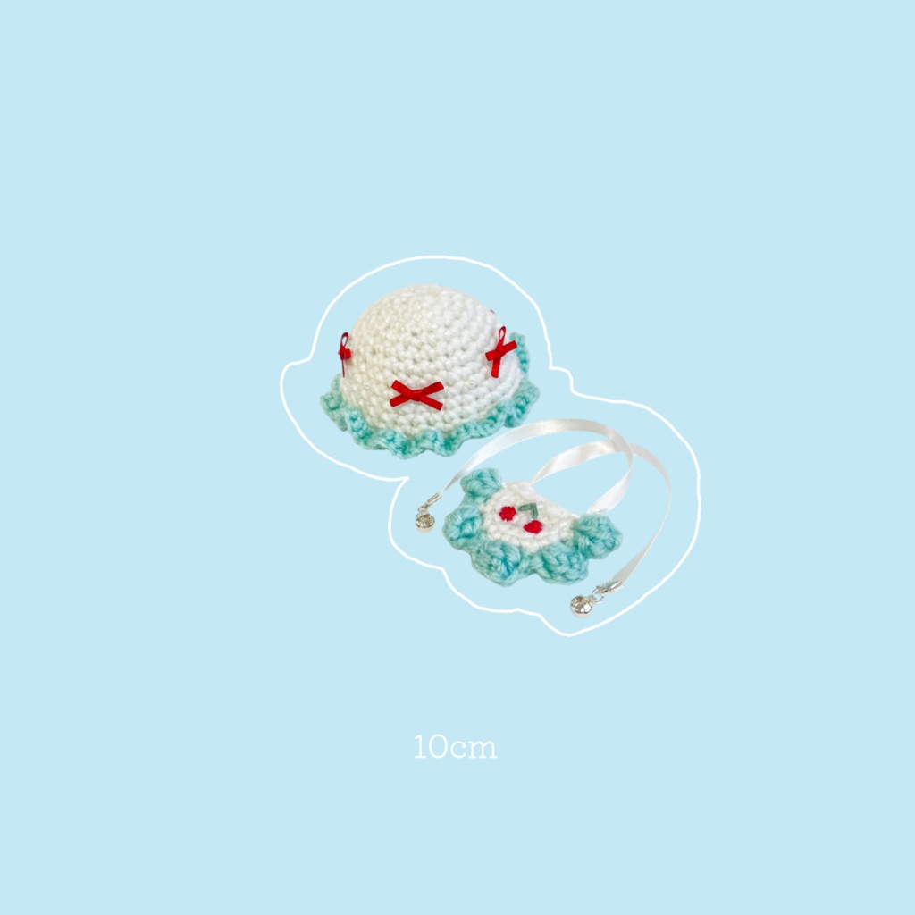 おでかけスタイ&帽子セット┆ cherry┆ 10cm~
