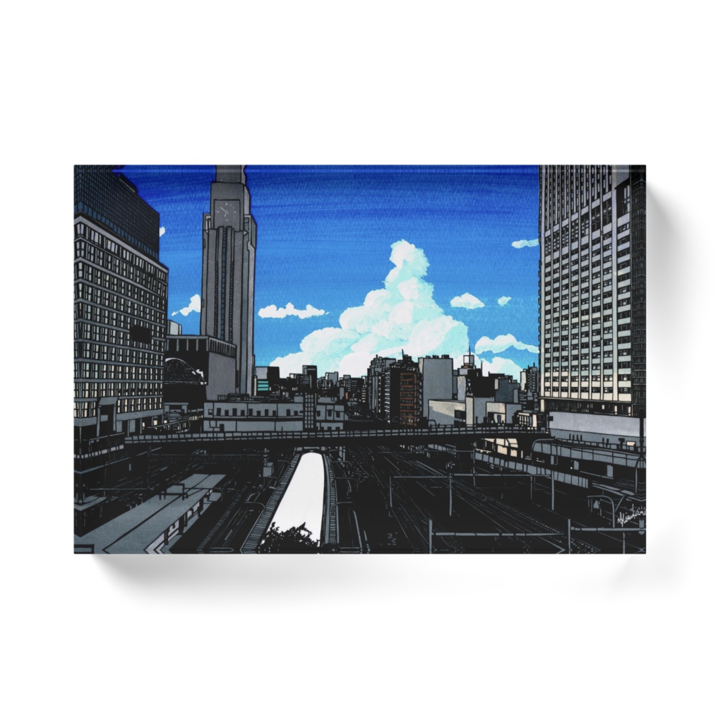 足跡アクリルブロック