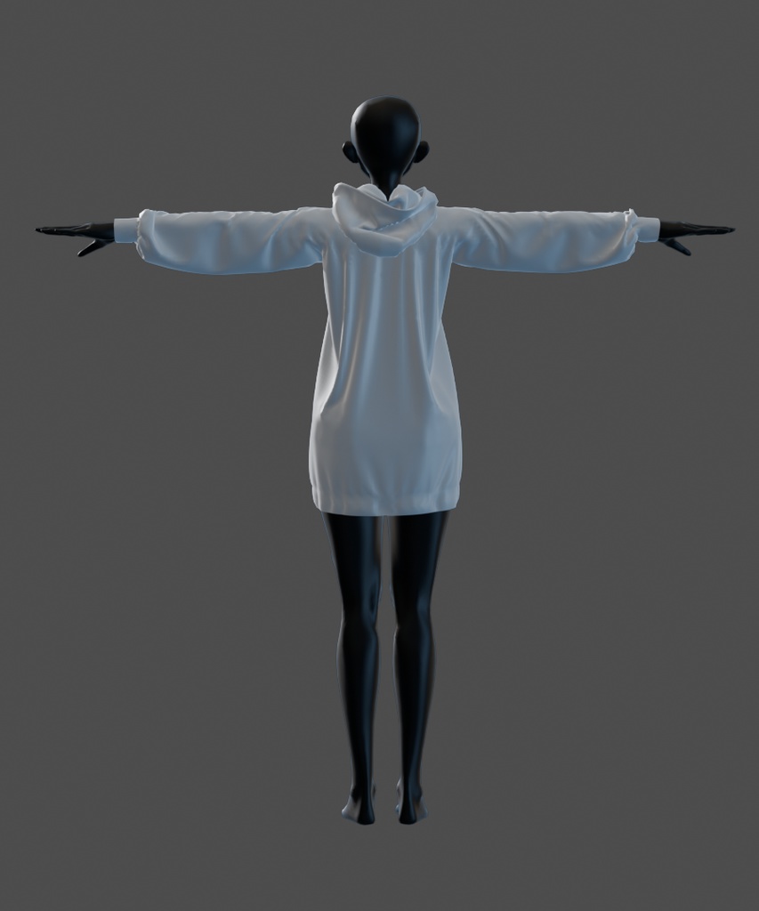 【汎用衣装データ】ジップパーカー(フード有・無)