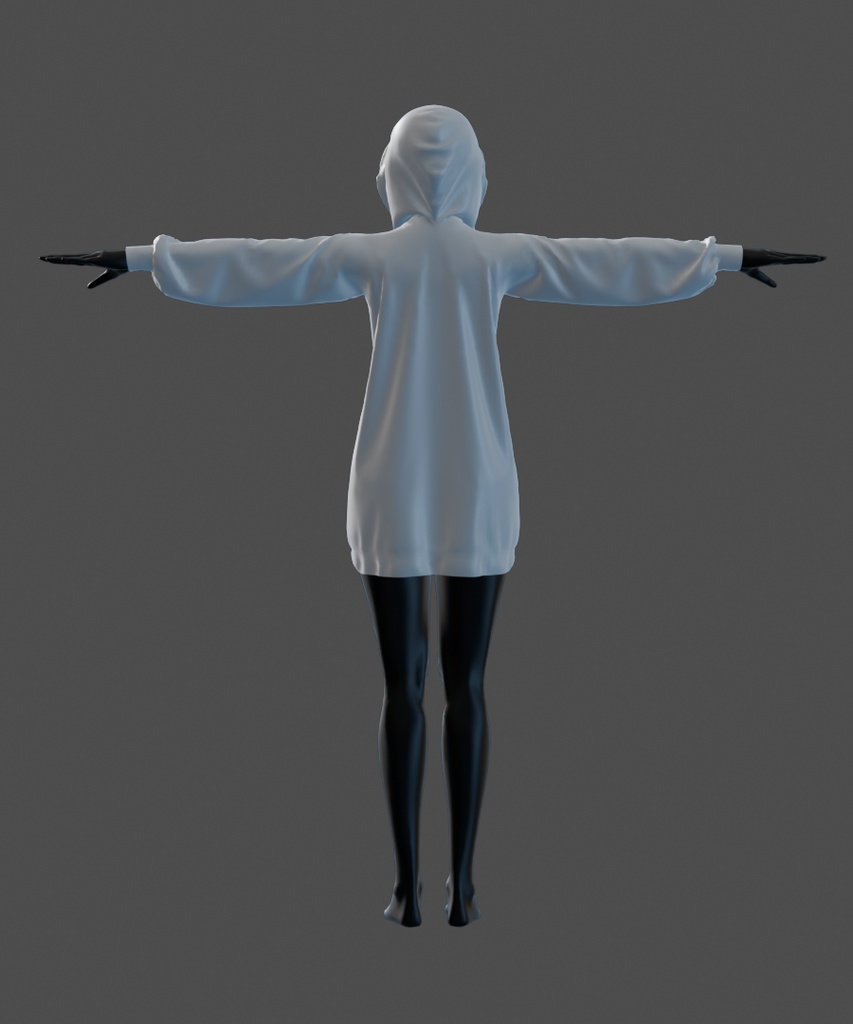 【汎用衣装データ】ジップパーカー(フード有・無)