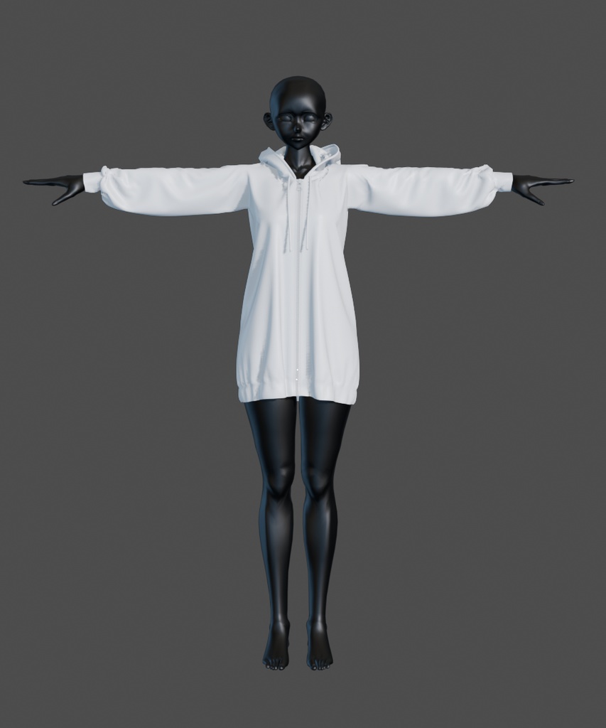 【汎用衣装データ】ジップパーカー(フード有・無)