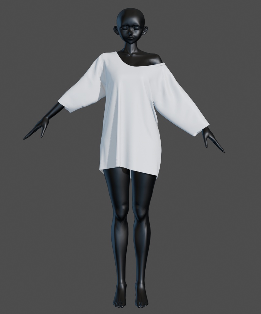 【汎用衣装データ】大きめTシャツ(通常ver・肩ずりさがりver)