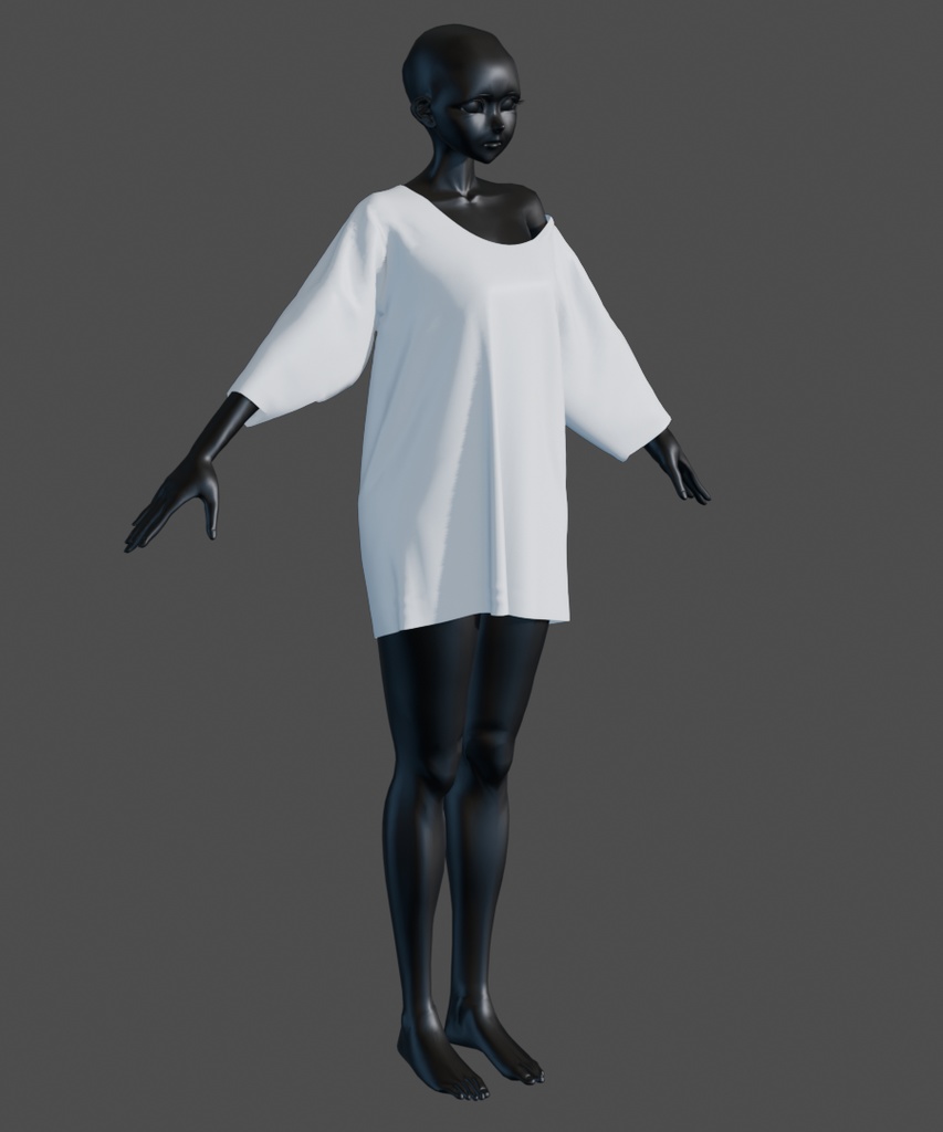 【汎用衣装データ】大きめTシャツ(通常ver・肩ずりさがりver)